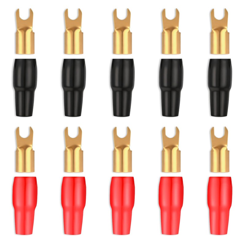 10Pcs 4 Gauge Wire Connectors, 4-Gauge Spade Terminals for Speaker