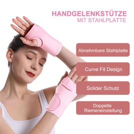 Wrist Brace Wrist Splint Elastic Adjustable Wrist Support for Sports Sprains, Arthritis, Tendonitis, Carpal Tunnel Syndrome, One Size, 1 Piece (Left Hand, Pink)