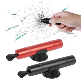 2 Pcs Safe Hammer for Car Windows with 2 Holders, 2-in-1 Portable Compact Rescue Stick for Cars with Seat Belt Cutter, Car Window Breaker Lightweight Auto Rescue Tool for Breaking Car Window Glass