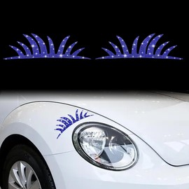 TOMALL 2Pcs Blue Crystal Car Truck Headlamp Headlight Eyelashes Vehicle Body Decals Personality Stickers