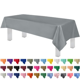 Grandipity Mantel de plástico plateado desechable (6 unidades) manteles de plástico de 54 x 108 pulgadas para mesas rectangulares, manteles desechables para mesas rectangulares de 6 pies a 8 pies