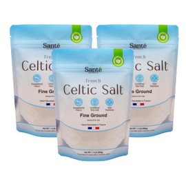 Sante Fine Ground Sea Salt From the Celtic Sea - 1.1lb (18oz) Pack of 3, Unrefined Organic French Sea Salt, Rich in 82+ Minerals Salt, 100% Natural & Hand Harvested