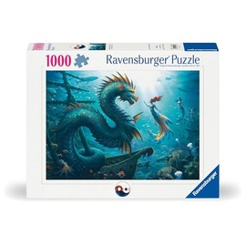Ravensburger Puzzle 12001434 – Enchanted Depths: Dragon, Mermaid and Turtles – 1000 Pieces Puzzle for Adults and Children from 14 Years, Underwater Fantasy Puzzle