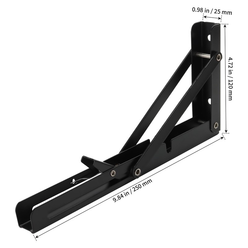 SHEUTSAN 6 PCS 10 Inch Folding Shelf Brackets, Black Folding
