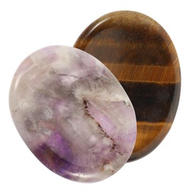 SAFIGLE 2pcs Thumb Anxiety Massage Stones for Pressure Relief Portable Worry Natural Amethyst Decorative Healing Stones for Office Home