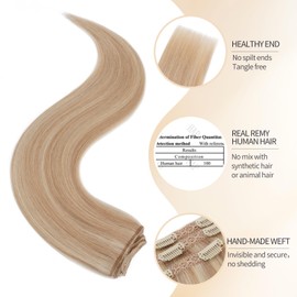 S-noilite Clip-In Real Hair Extensions, Ash Blonde & Bleached Blonde, 40 cm, 73 g, Straight, 3 Pieces