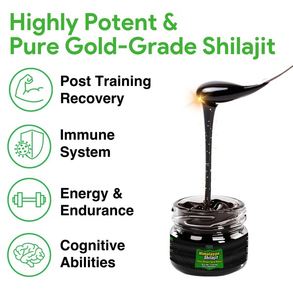 Shilajit Pure Himalayan Organic Resin with 24K Gold for Men,