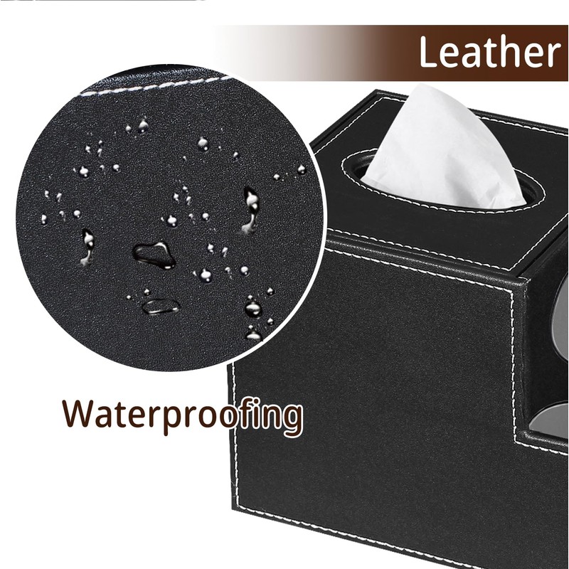 PU Leather Square Tissue Box Cover - Multi-Functional Tissue Box