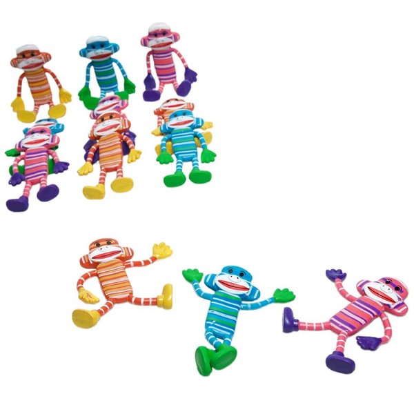 Bendable Sock Monkey 12-Pack (assorted colors)