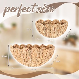 Teenyyou 2 Pack Scalloped Wall Baskets Hanging Baskets Large and Small Decorative Woven Storage Holder for Home Bathroom, 16 x 10.6 x 7 and 14 x 7.9 x 5.7 Inch (Natural,Water Hyacinth)