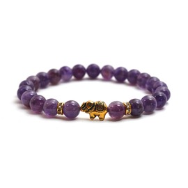 Elephant Bracelet with Natural Stone Beads and Crystal Highlights – BERGERLIN Feel Goods, Unisex, amethyst