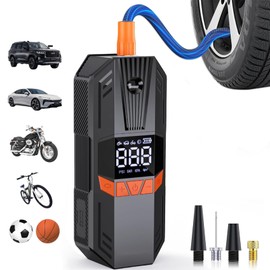 Cordless Tire Inflator Portable Air Compressor-120PSI & 6000mAh Auto Shut-Off Function Air Pump, Smart Electric Air Pump with LED Light & Digital Pressure Gauge for Cars, Bikes & Motorcycle, Balls