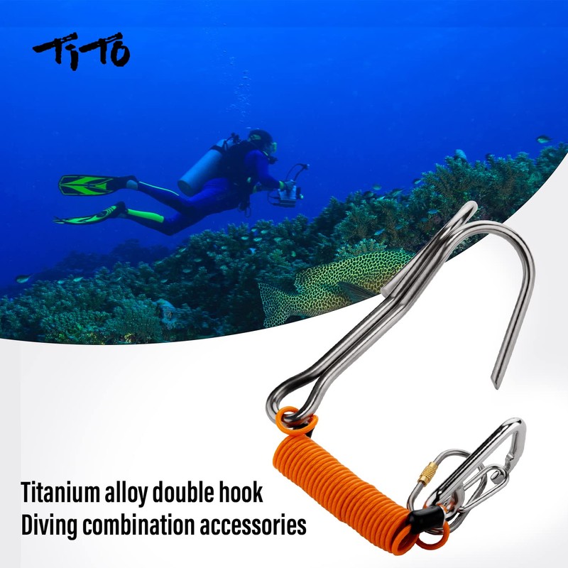 TiTo 1pcs Scuba Diving Hook, Titanium Alloy Scuba Double Diving