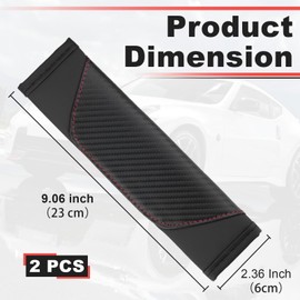 ecocstm 2 PCS Car Seat Belt Cover Pad, Carbon Fiber Safety Seatbelt Shoulder Strap Covers, Breathable Leather Soft Harness Pad, Interior Car Accessories for Car Truck (Black