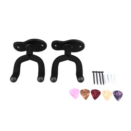 2PCS Guitar Wall Mount Hanger Metal Multifunctional Guitar Hangers Hook with 5 Picks for Ukulele