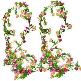 HONVONTU 2 Pack 13FT Pink Silk Flower Garland Artificial Sunflower Vines Fake Daisy Vine Hanging Floral Garland for Wedding Flowers Table Centerpiece Arrangement Baby Shower Decor