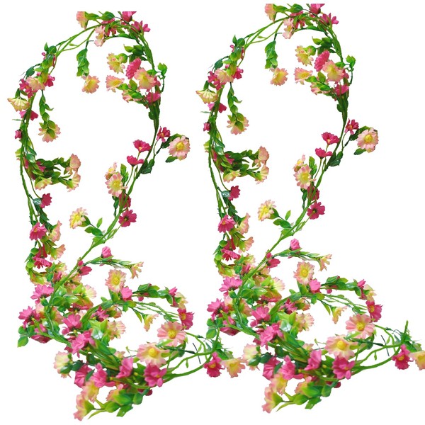 HONVONTU 2 Pack 13FT Pink Silk Flower Garland Artificial Sunflower