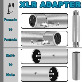 MKBKLLJY 4PCS XLR Male to Male XLR Female to Female 3PIN Coupler Adapter Gender Connector Kit Zinc Alloy Silver with Cable Tie Mini Phillips Screwdriver, for Amplifiers Speakers Microphone