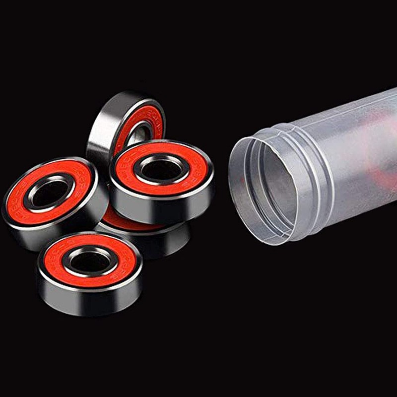 Drema Red Silver ABEC-9 608 RS Skateboard Longboard Bearings (8PCS),