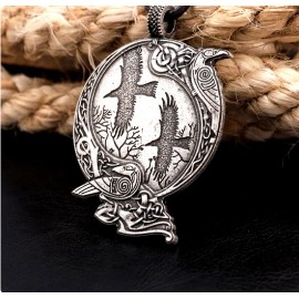 Fashion Jewelry X LARGE CELTIC CROW RAVEN VIKING Pendant On 20" 925 Sterling Silver Necklace Men