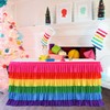 Rainbow Table Skirt Ruffle Unicorn Table Skirts for Rectangle Table