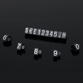 Digital Price Tag, ABS Counter Commodity Price Label Tag, £ € $ Arabic Number Price Display Board, Transparent Base Black Word, 1 Set
