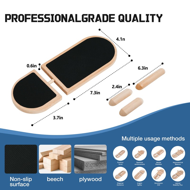 Ankle Balance Board - Premium Solid Birchwood Foot Strengthener for