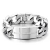 COOLSTEELANDBEYOND Mens Large Stainless Steel Cross Identity Curb Chain Bracelet