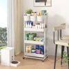 JIUYOTREE 4-Tier Plastic Rolling Storage Cart Utility Cart with Extra