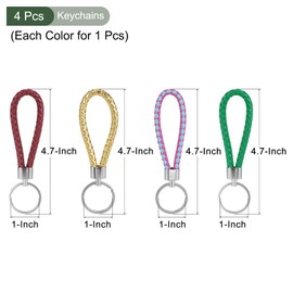 YOKIVE 4 Pcs Braided Leather Keychains, Home PU Keys Ring Woven Decorating Lanyard Straps for Bags Wallets (Green, Pink, Blue,Golden)