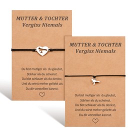 BOCHOI Mother Daughter Bracelet Matching Wish Bracelet for Mum Me Women Girls Jewellery Mother's Day Gift, Stainless Steel, Not