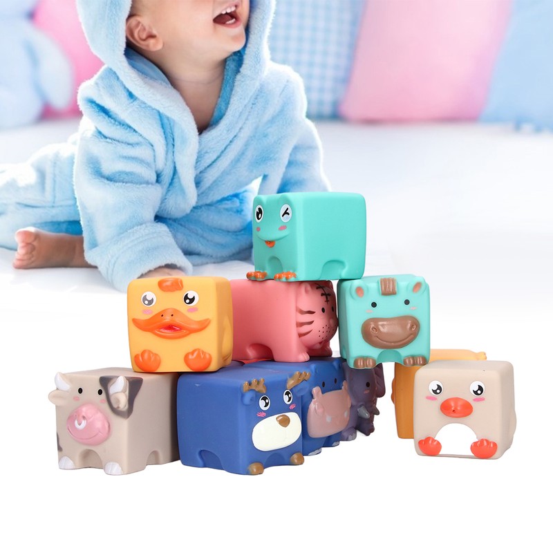 Baby Blocks Soft Silicone Baby Building Blocks Squeeze Toys for