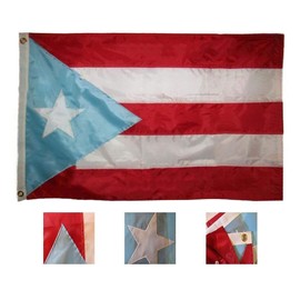 2x3 Embroidered Puerto Rico Light Blue Rican 210D Sewn Nylon Flag 2x3 2 Clips - Quality Flags
