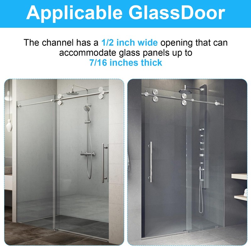 M6192 Sliding Shower Door Bottom Track, 1/2-inch Groove, for 7/16-inch