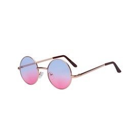 OWL Round Blue-Pink Gradiant Sunglasses Metal Frame Hippie Sunglasses UV400 Polycarbonate Lens John Lennon Sunglasses for Men Women