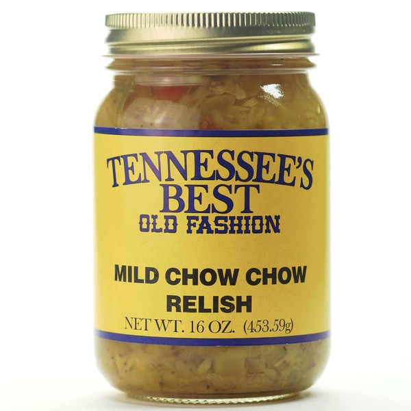 Tennessee’s Best Old Fashion Style Mild Chow Chow Relish | Handcrafted With Simple Ingredients | Small Batch Made- 16 Oz Resealable Glass Jar