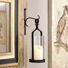 Souliron Hanging Hurricane Glass Wall Sconce Candle Holder Black Metal