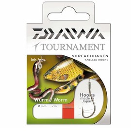 Daiwa Tournament Snelled Worm Hooks 60cm 10pcs., Size 8