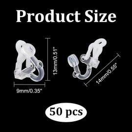 arricraft 50 Pcs Plastic Clip on Earrings, White Plastic Non Pierced Ears Stud Hole Less Earring Componesnts Clip on Earring Findings Earring Converter for DIY Earring Design Jewelry Making