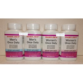 Trader Joe’s Men & Women’s Once Daily High Potency Multivitamin/Multimineral Dietary Supplement 60 Tablets (Four Bottles)