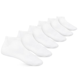 PINO VICINO - Trainer Socks, Pack of 6, Unisex Women's and Men's Running Socks, Plain Breathable Cotton, Polyamide and Elastane, White