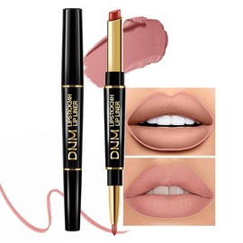 evpct- 1 juego de delineador de labios y lápiz labial en color marrón beige nude para mujer Kit de labios mate DNM con delineador de labios           