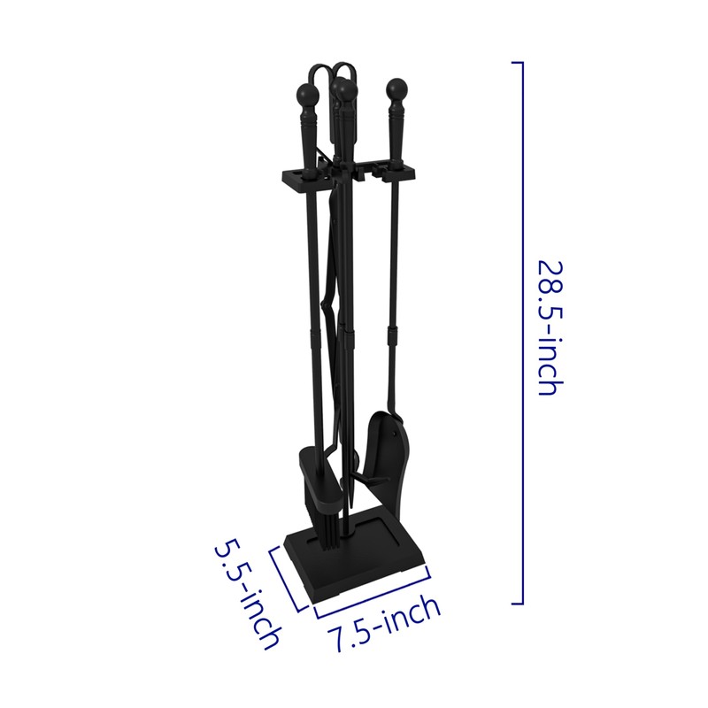 Kingson Fireplace Tools Set 5-Pieces Indoor Outdoor Sturdy Fire Place