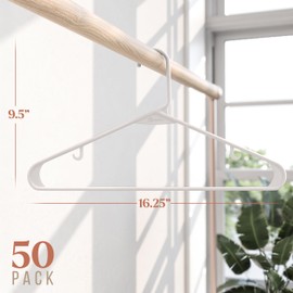 Plastic Hangers 50 Pack White - Clothes Hangers - Makes The Perfect Coat Hanger and General Space Saving Clothes Hangers for Closet - Percheros Ganchos para Colgar Ropa Hangars