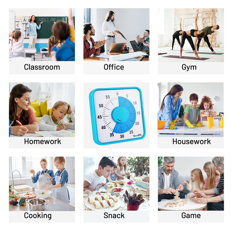 Secura Home 60-Minute Visual Timer, 7.5 Inch Oversize Countdown Timer