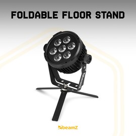 beamz FST2 Universal Floor Stand for Lighting Effects - Sturdy LED Light Stand with Stable Metal Base, Tripod Design, Butterfly Wingnut, Compact Lighting Stand for Storage and Transport