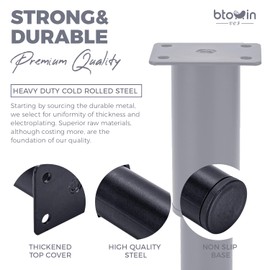 Btowin VCF 3.2-5.2 Inch / 8-13cm Adjustable Metal Furniture Legs, 4 Pcs Black Sofa Legs Cabinet Legs Heavy Duty DIY Replacement Support Feet for Bed Cabinet Table Sofa Couch Desk Coffee Table