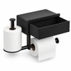 Wall-Mounted Toilet Paper Holder with Drawer – No-Drill Bathroom Tissue