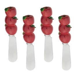 Supreme Housewares Apple Cheese Spreaders, Hand-Painted Resin Handles with Stainless Steel Blades for Spreading Cream Cheese, Butter, Jam, or Sandwich, Set of 4