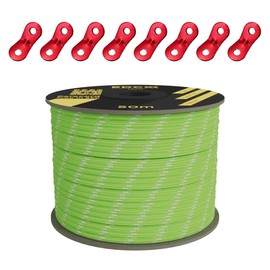 Reflective, Guy Ropes with Aluminum Alloy Tensioner, Nylon Tensioner Cord for Tent, Tarp, Camping, 4mm (30m, 50m)+Spanners